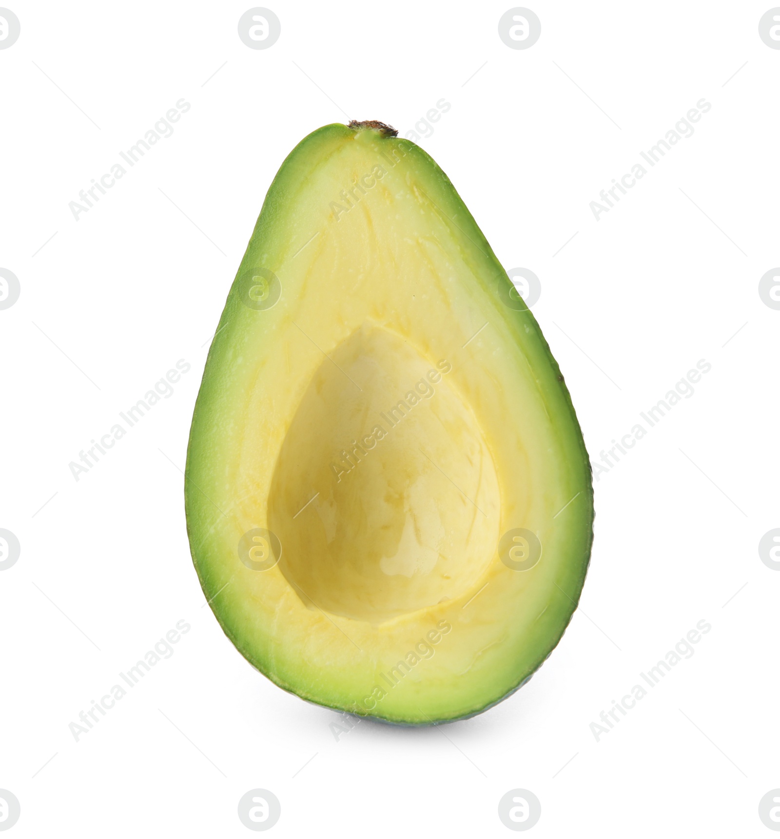 Photo of Half of ripe avocado on white background