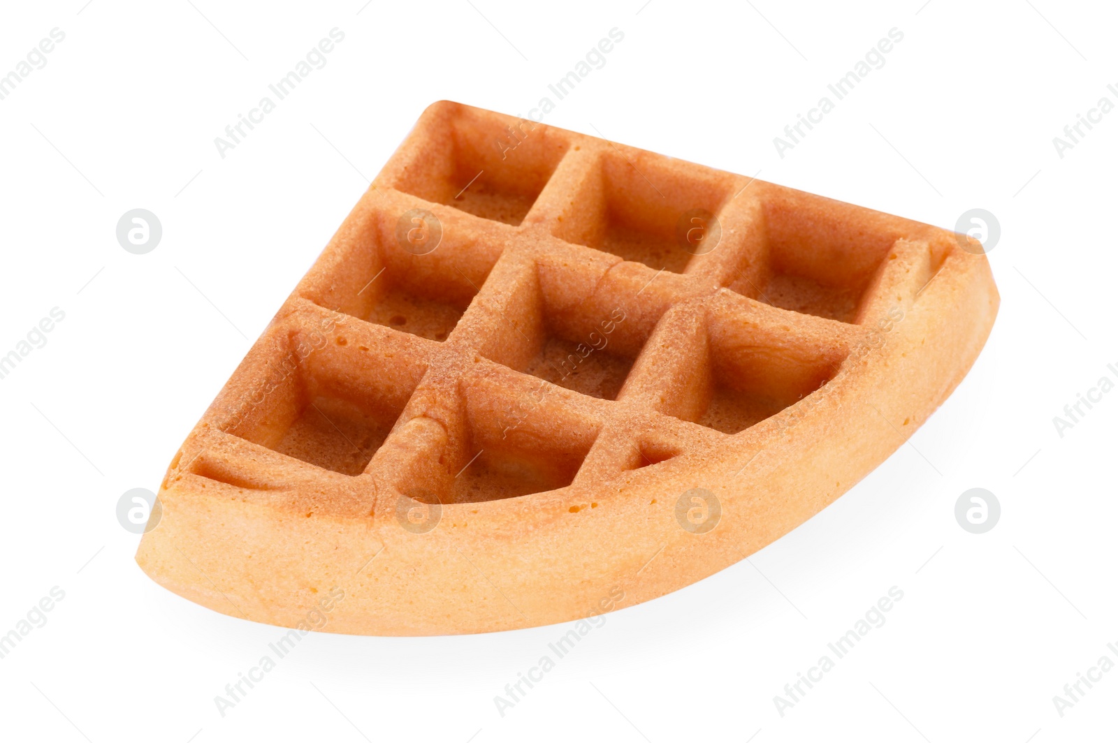 Photo of One tasty Belgian waffle isolated on white