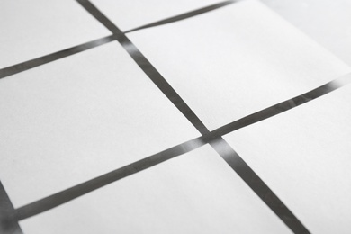 Photo of Blank note papers on light grey background, closeup. Mock up for design