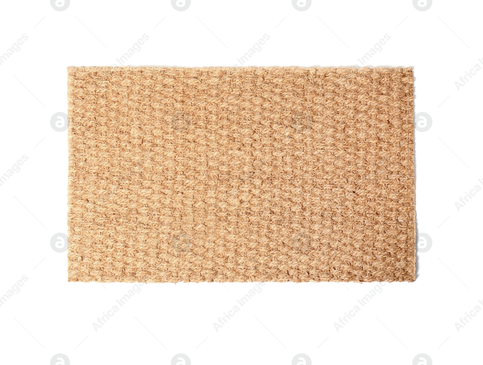 Photo of New clean doormat on white background, top view