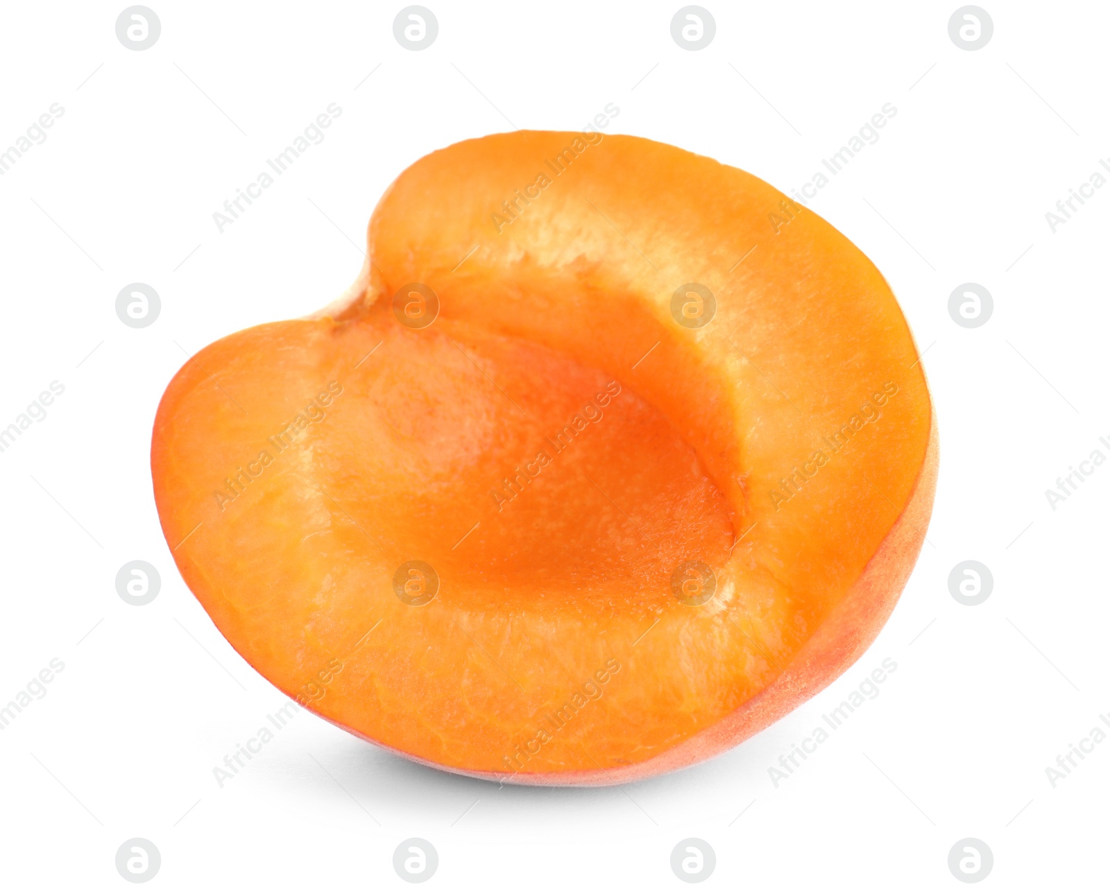 Photo of Half of delicious ripe apricot isolated on white