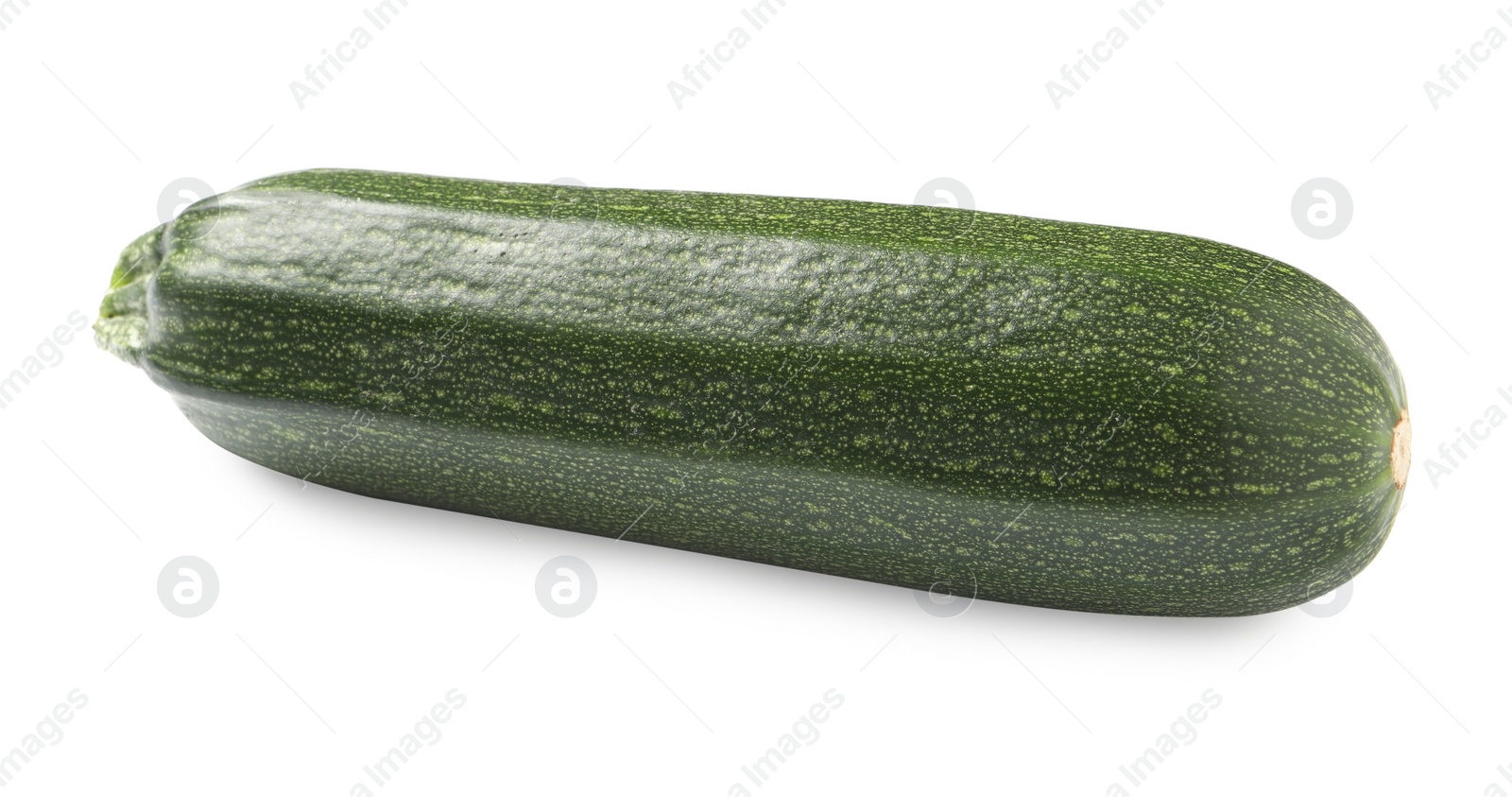 Photo of One raw ripe zucchini isolated on white