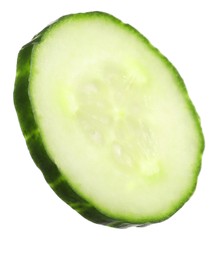 Slice of fresh cucumber isolated on white