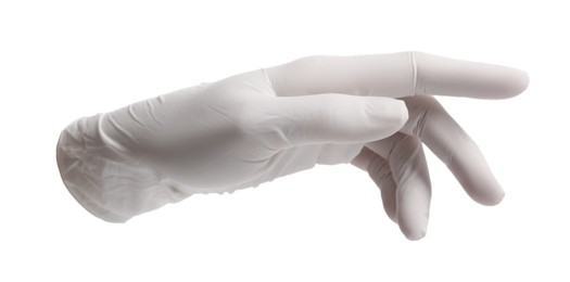 One nitrile medical glove isolated on white