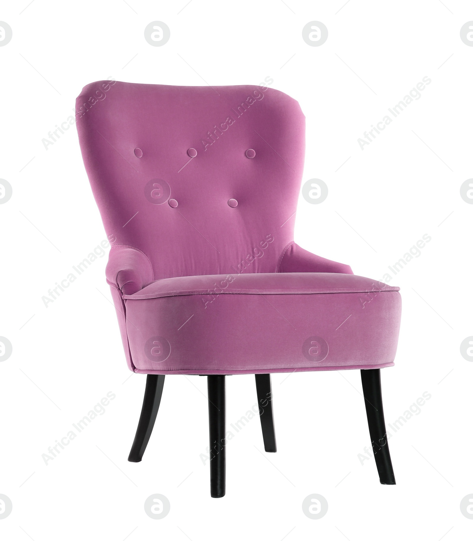 Image of One comfortable sky magenta armchair isolated on white