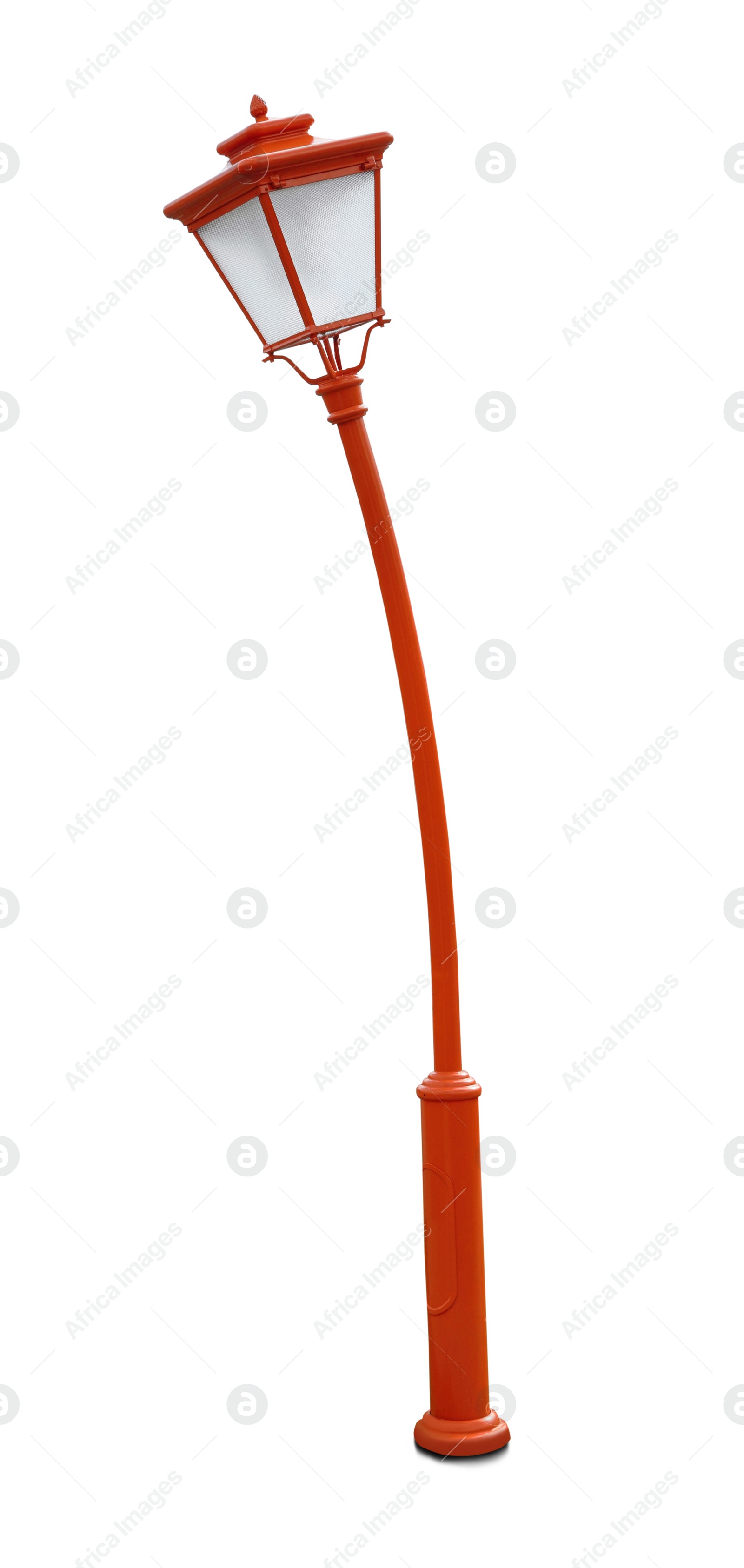 Image of Beautiful red street lamp on white background