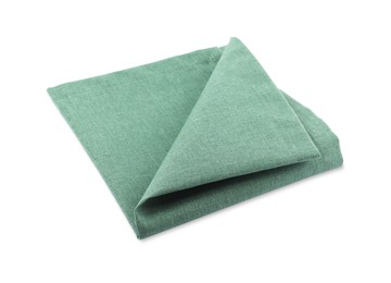 Photo of Green cloth kitchen napkin isolated on white