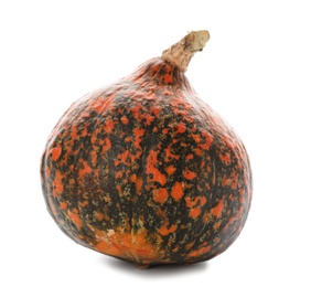 Photo of Fresh raw pumpkin isolated on white. Organic plant