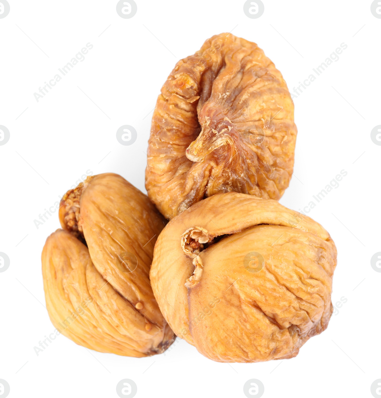 Photo of Tasty dried figs on white background, top view