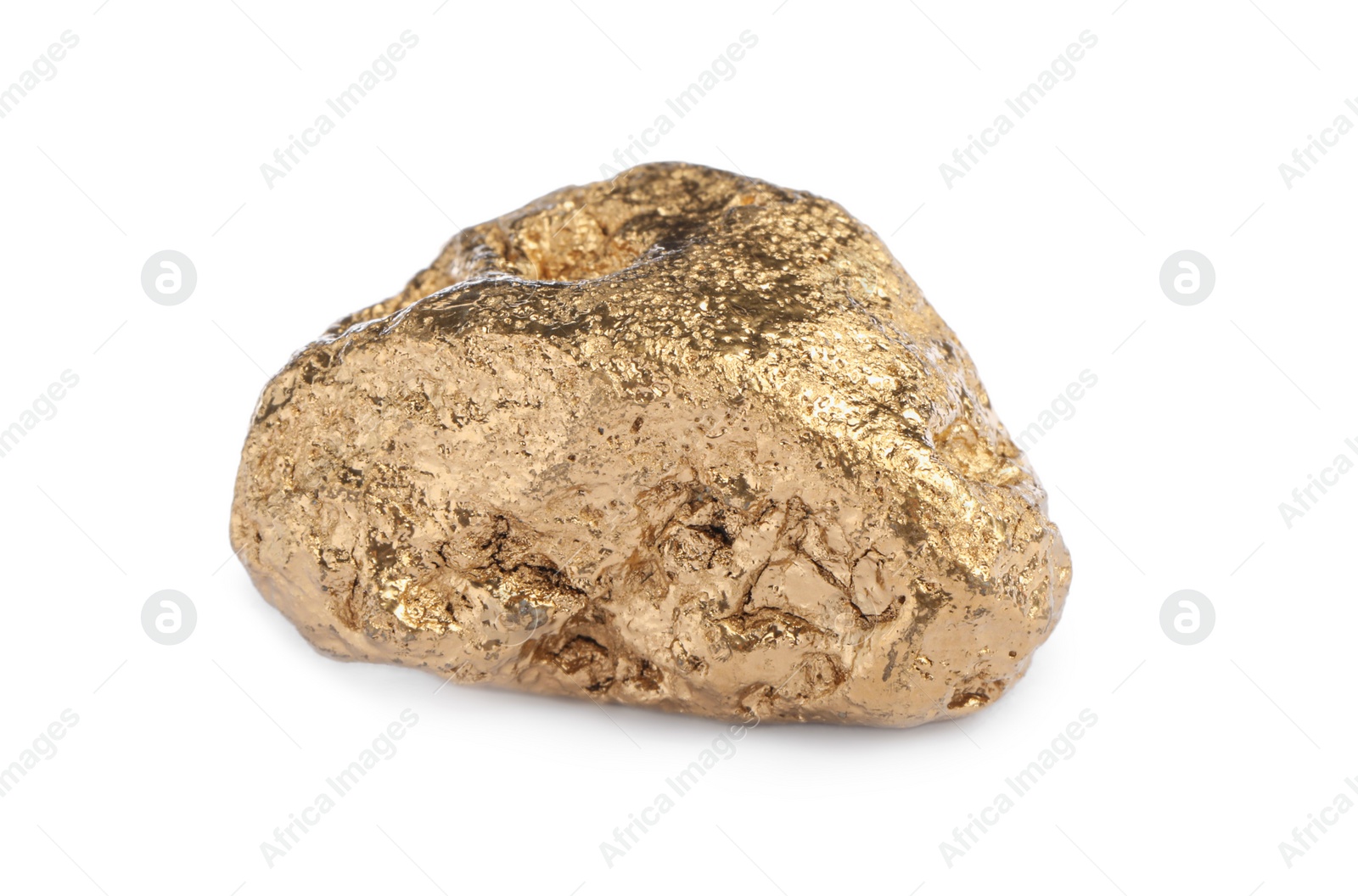 Photo of One beautiful gold nugget isolated on white