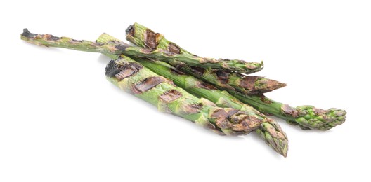 Photo of Tasty grilled green asparagus isolated on white