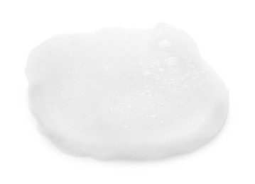 Photo of Drop of bath foam isolated on white, top view