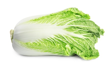 Fresh tasty ripe Chinese cabbage on white background