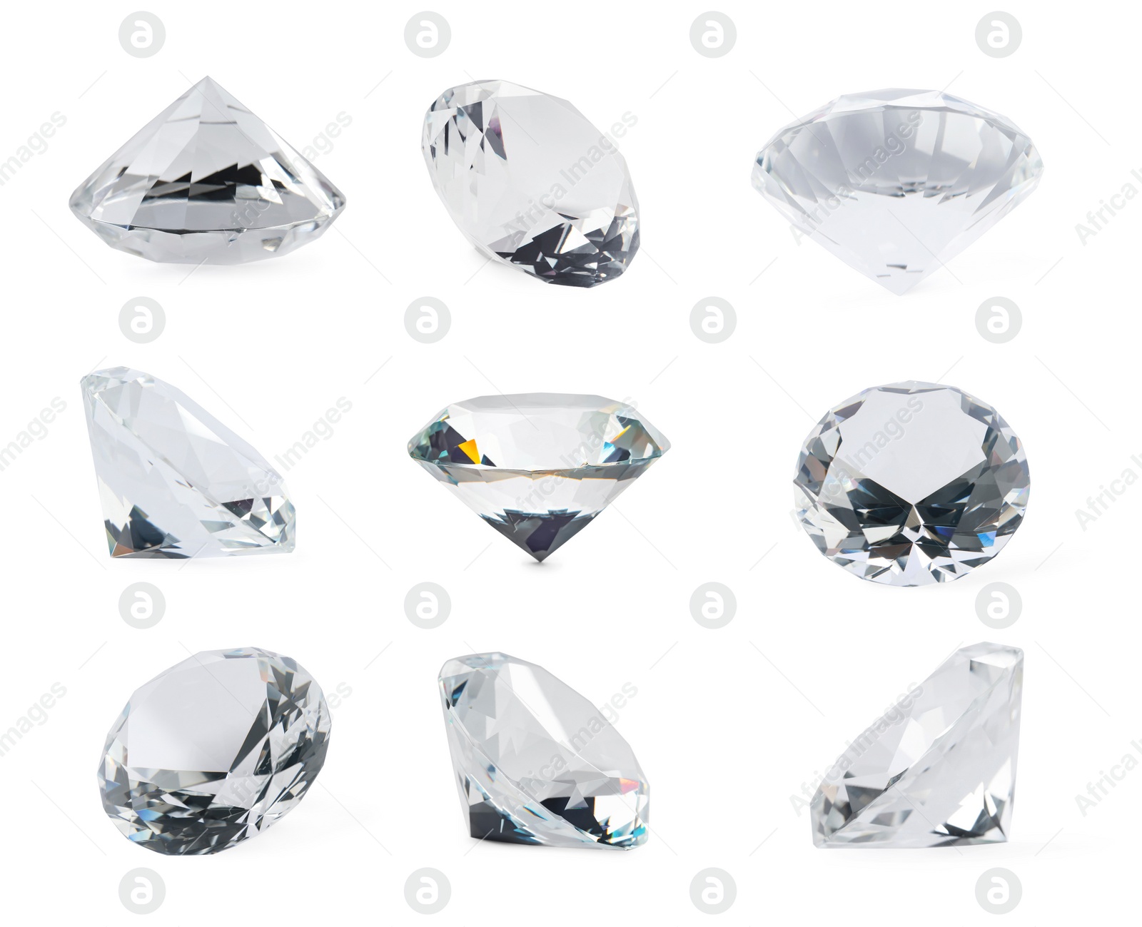 Image of Set with beautiful dazzling diamonds on white background