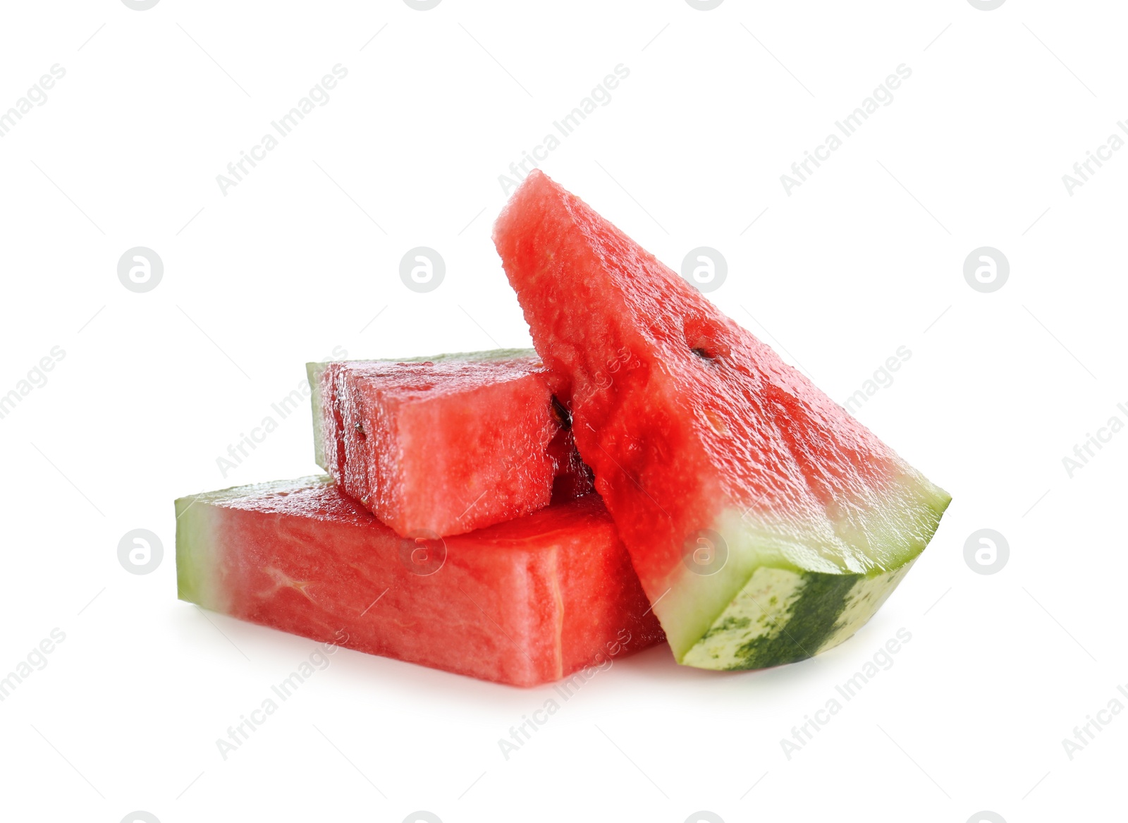 Photo of Slices of delicious ripe watermelon isolated on white