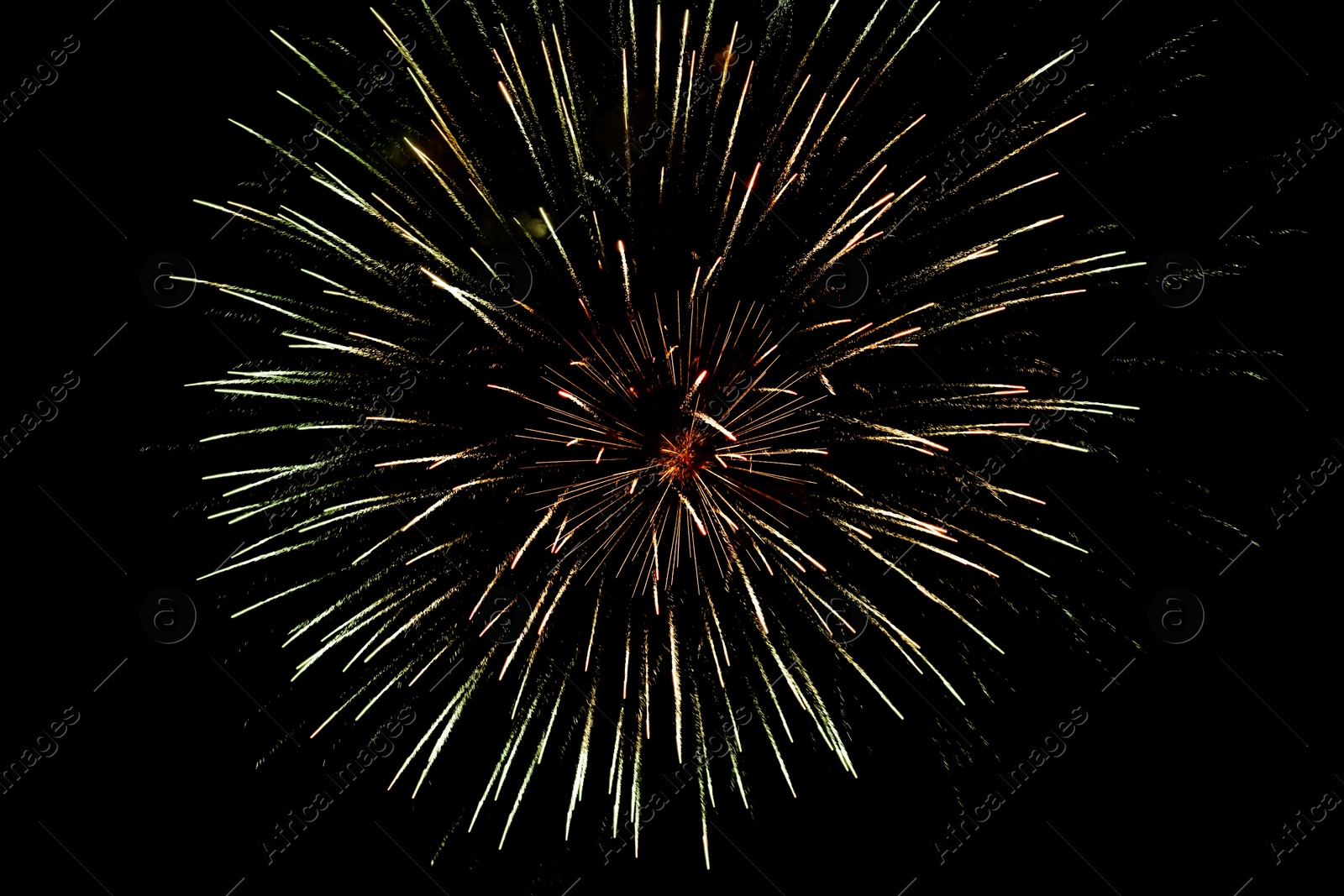 Image of Beautiful bright fireworks lighting up night sky