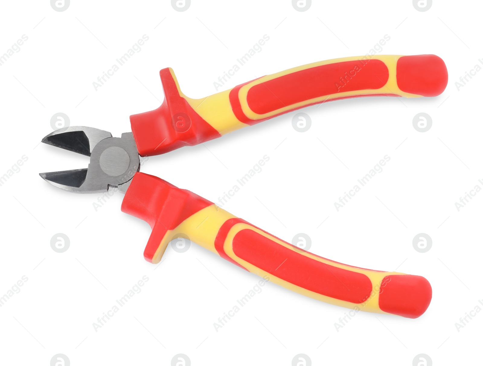 Photo of New side cutting pliers isolated on white, top view