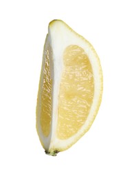 Photo of Piece of fresh lemon isolated on white