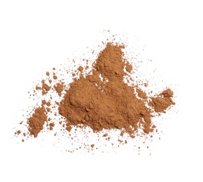 Cocoa powder on white background