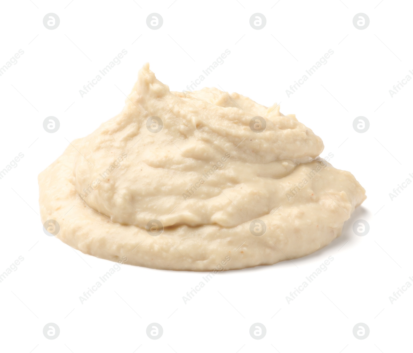 Photo of Heap of classic tasty hummus isolated on white