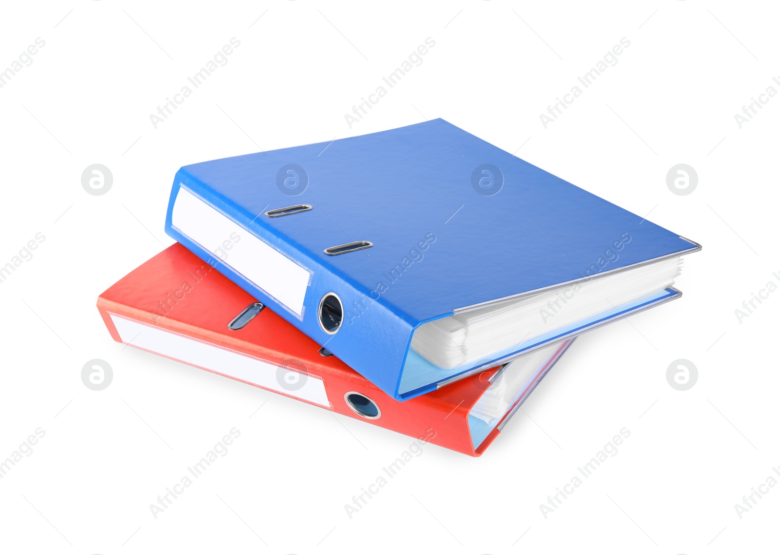 Photo of Red and blue office folders isolated on white