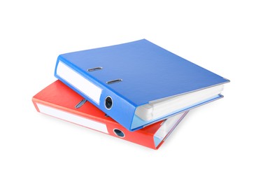 Red and blue office folders isolated on white