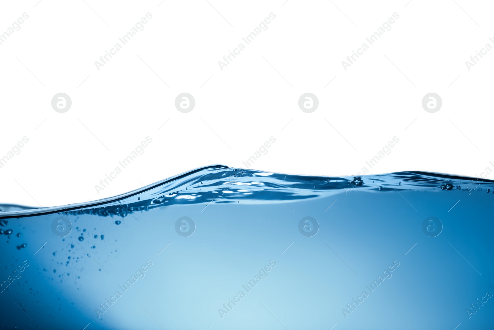 Photo of Clear blue water wave on white background