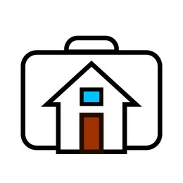 Illustration of Work from home.  house and briefcase on white background