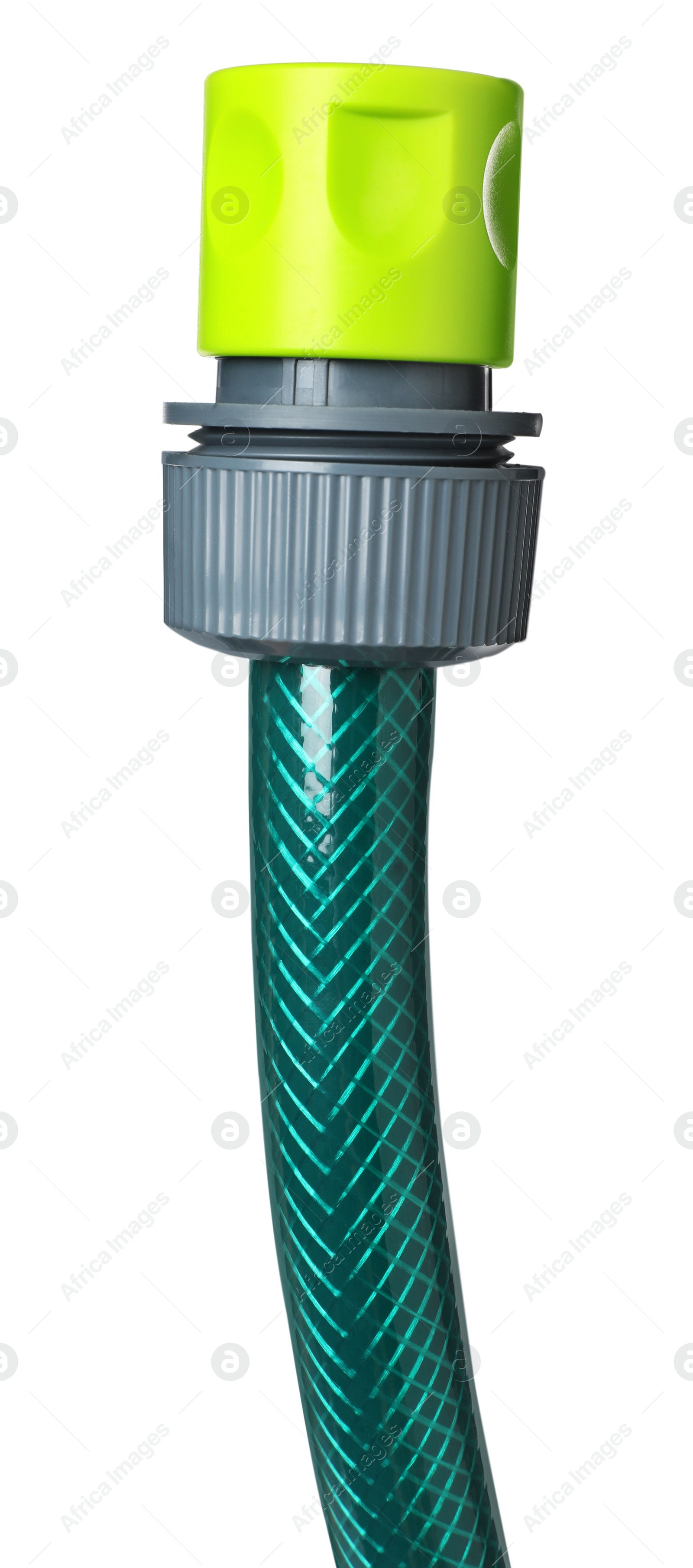 Photo of Watering hose isolated on white. Gardening tool