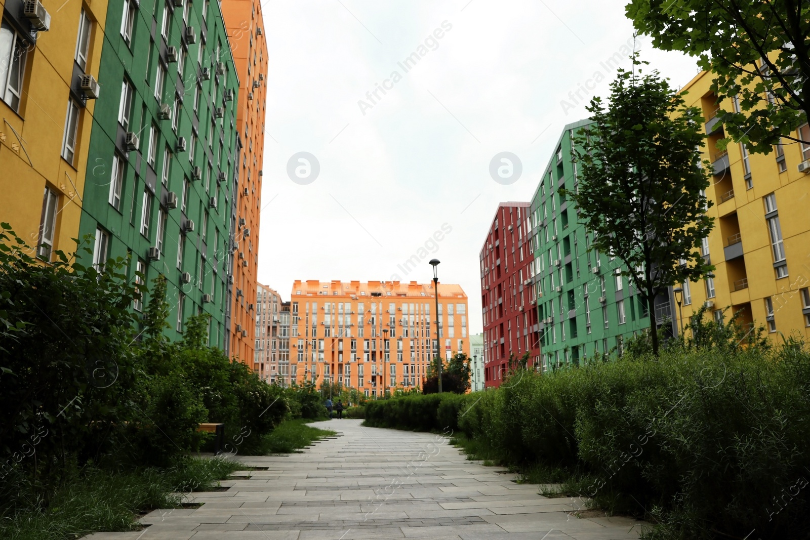 Photo of KYIV, UKRAINE - MAY 21, 2019: Modern housing estate COMFORT TOWN in Dniprovskyi district on sunny day