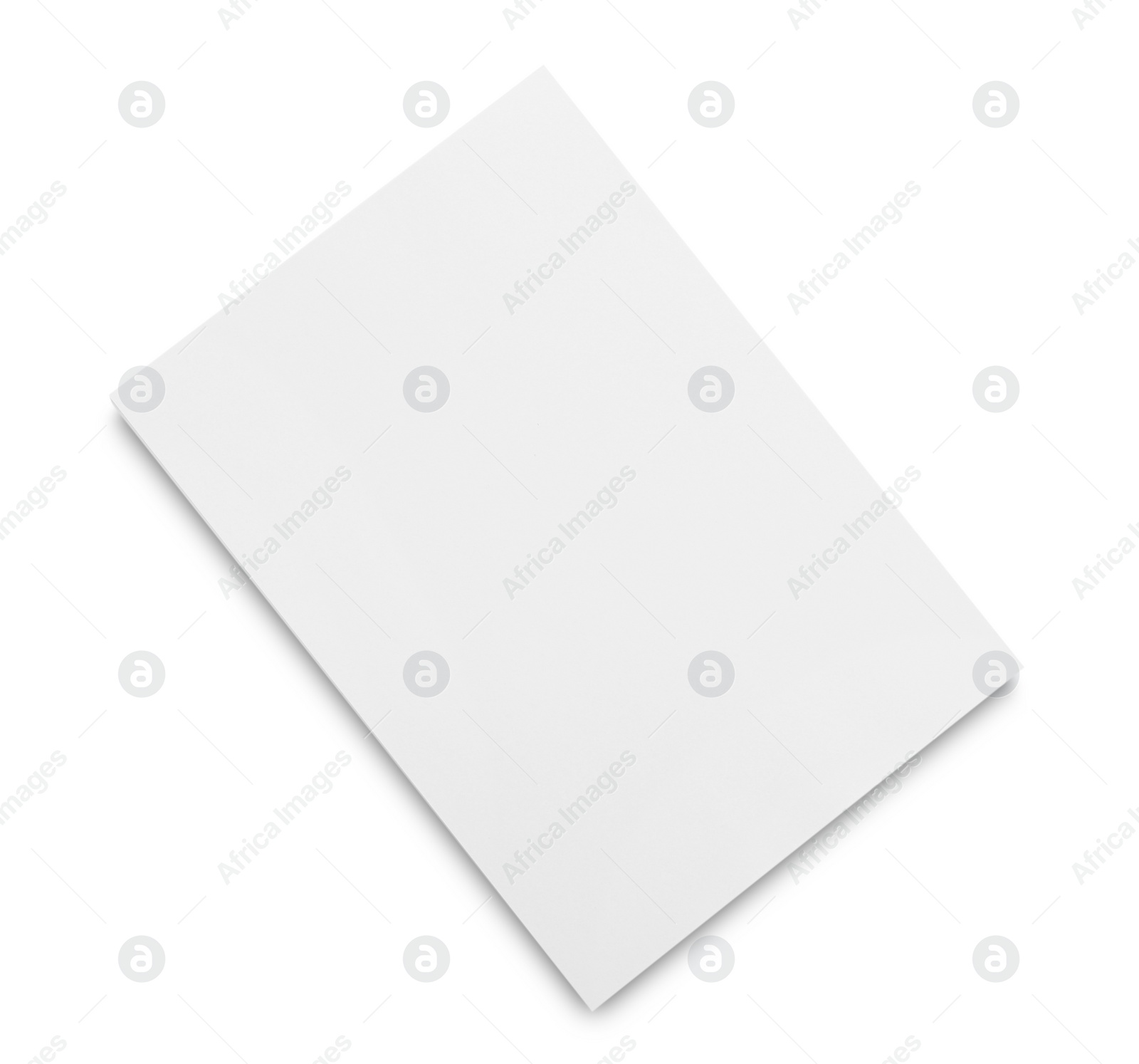 Photo of Stack of blank paper sheets for brochure isolated on white, top view