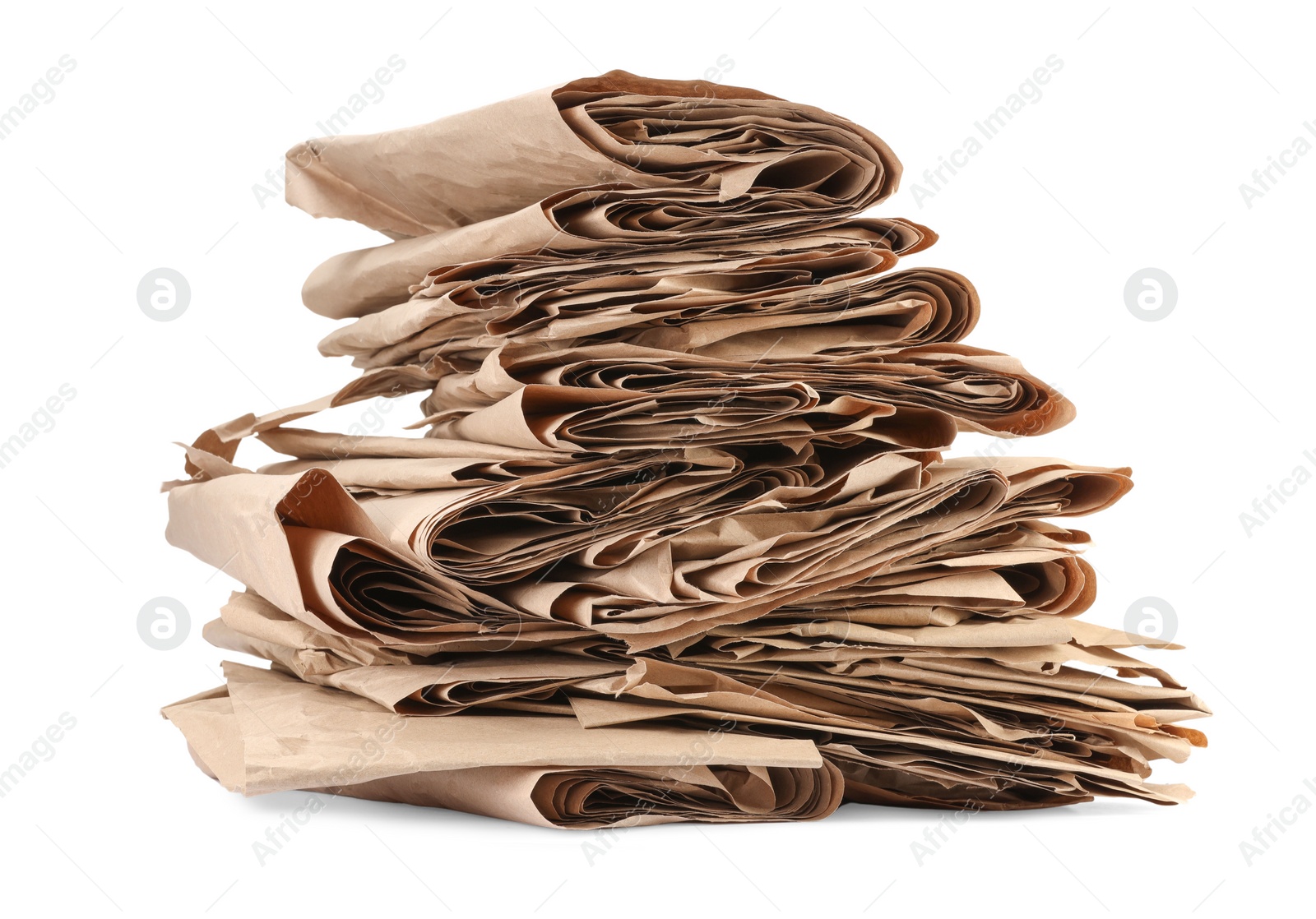 Photo of Stack of waste paper isolated on white