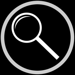 Magnifying glass in frame, illustration on black background