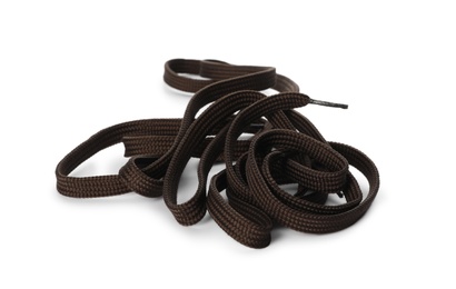 Dark brown shoe lace isolated on white