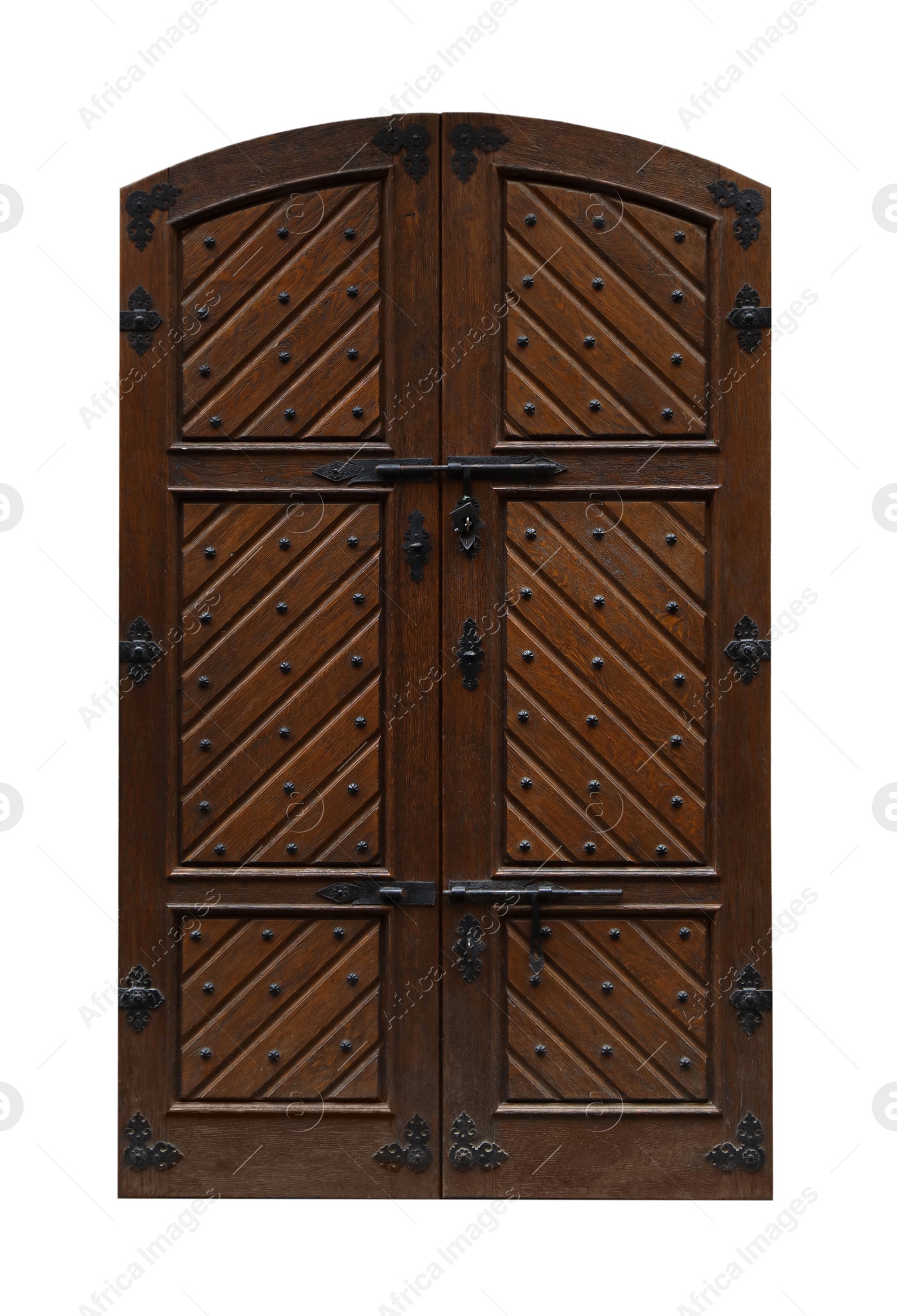 Image of Beautiful old-fashioned wooden door isolated on white