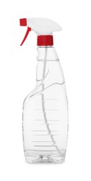 Photo of One plastic spray bottle with liquid isolated on white