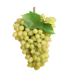 Photo of Bunch of fresh ripe juicy grapes isolated on white