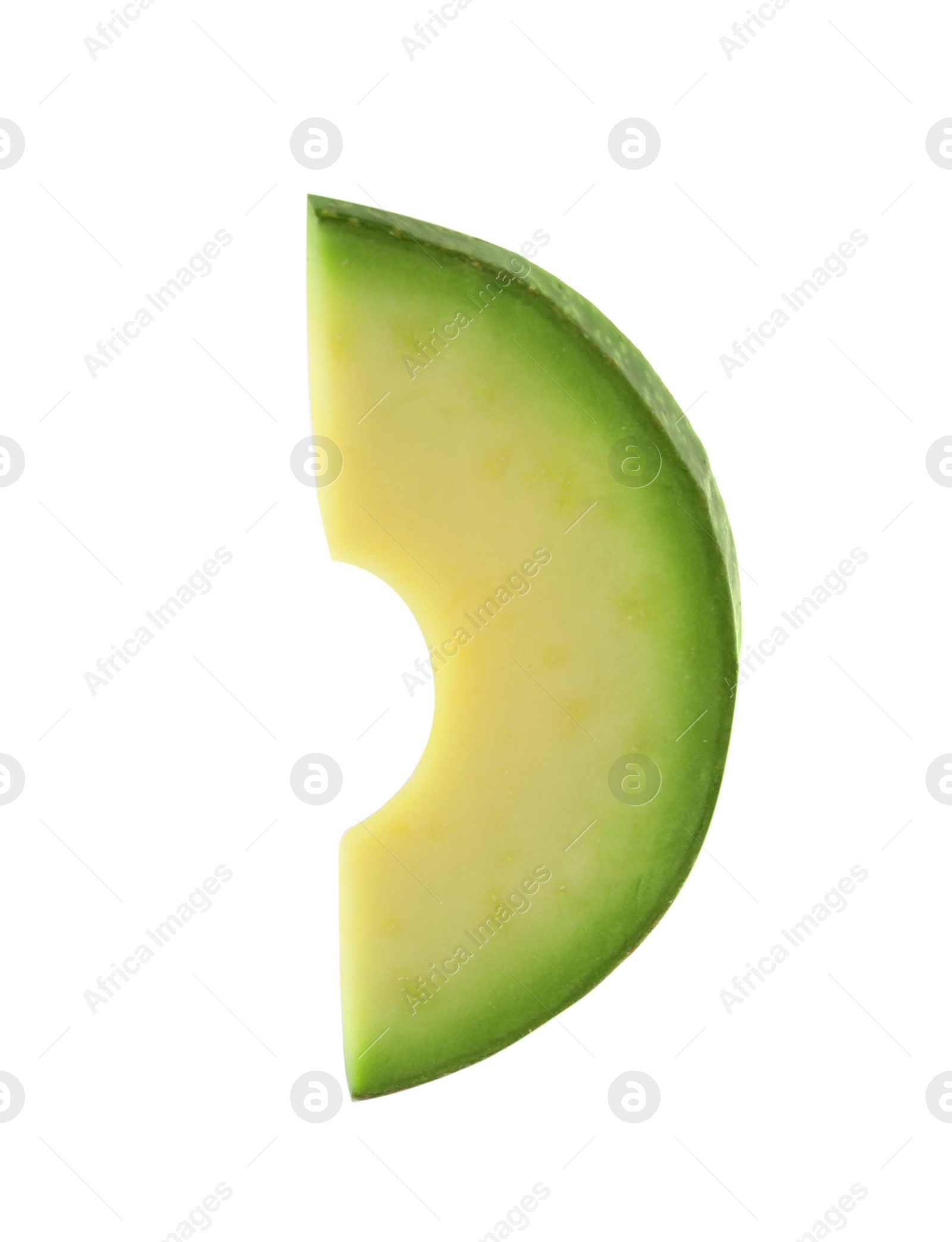 Photo of Slice of tasty ripe avocado isolated on white