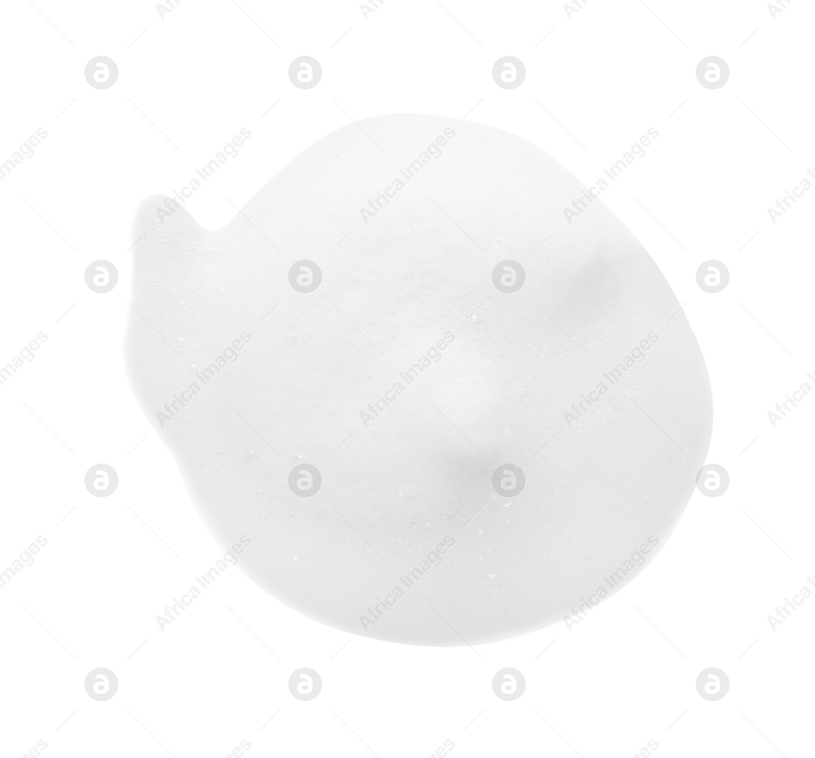 Photo of Fluffy soap foam on white background, top view