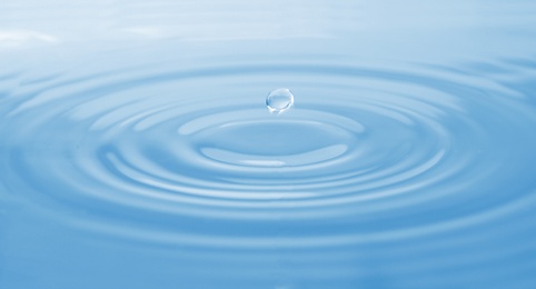 Photo of Splash of water with drops as background, closeup