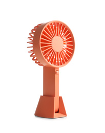 Photo of Portable fan isolated on white. Summer heat