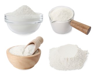 Image of Set of baking powder isolated on white