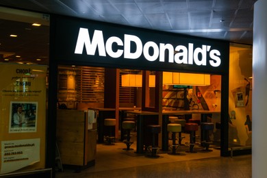 Photo of WARSAW, POLAND - AUGUST 05, 2022: View of McDonald's Restaurant entrance