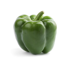 Photo of Fresh ripe green bell pepper isolated on white