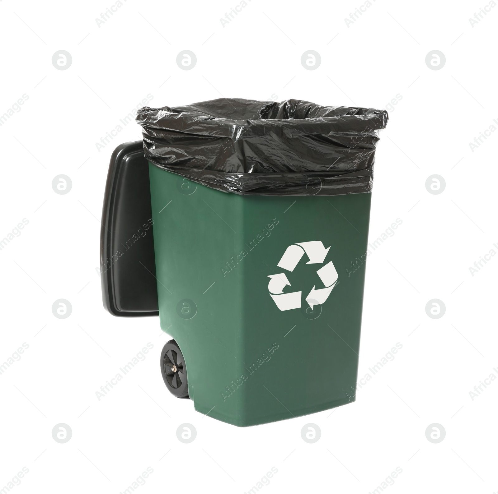 Photo of Trash bin isolated on white. Waste recycling