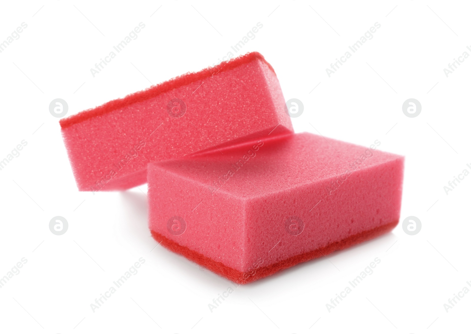 Photo of Cleaning sponges for dish washing on white background