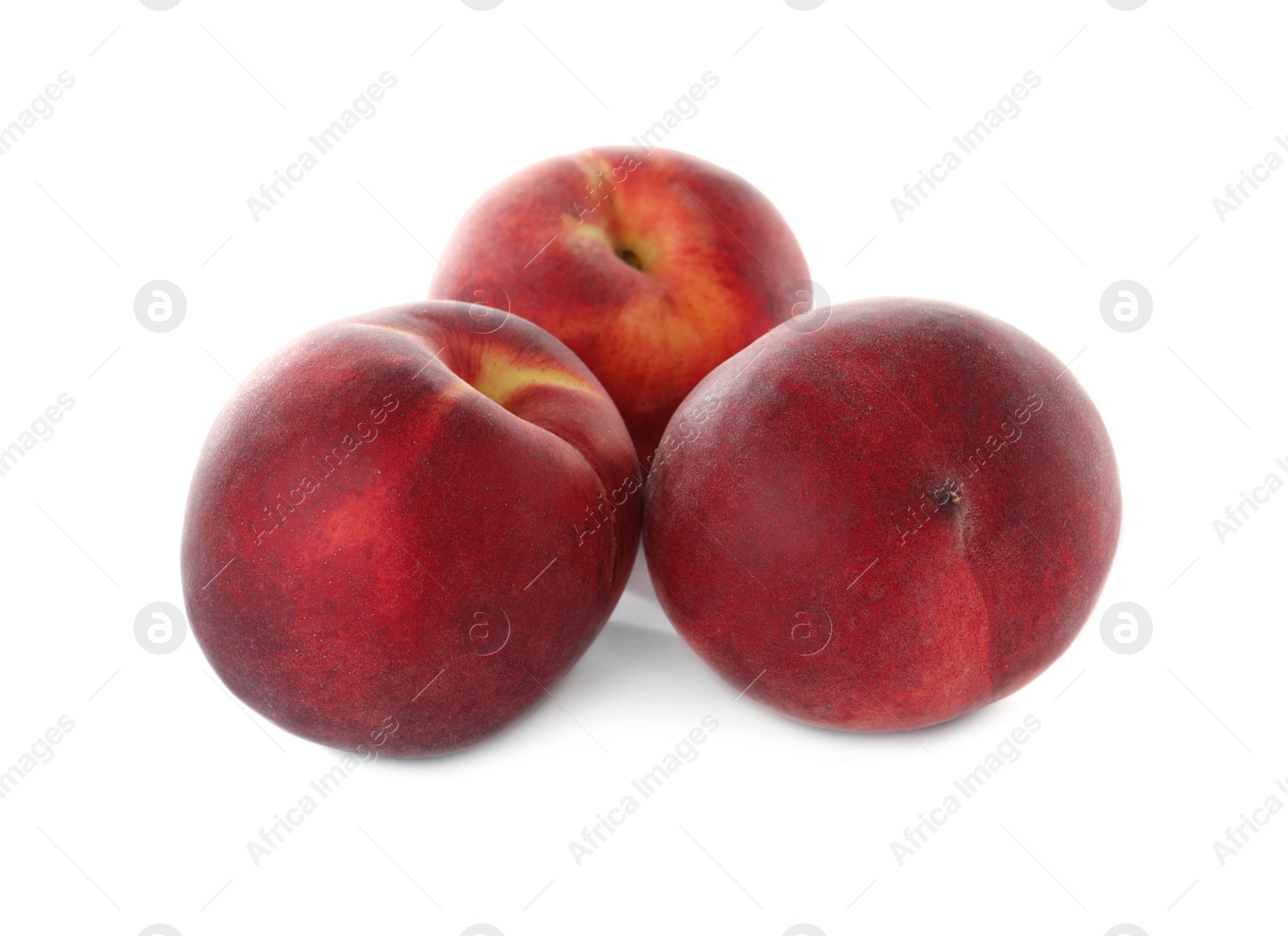 Photo of Delicious ripe sweet peaches isolated on white