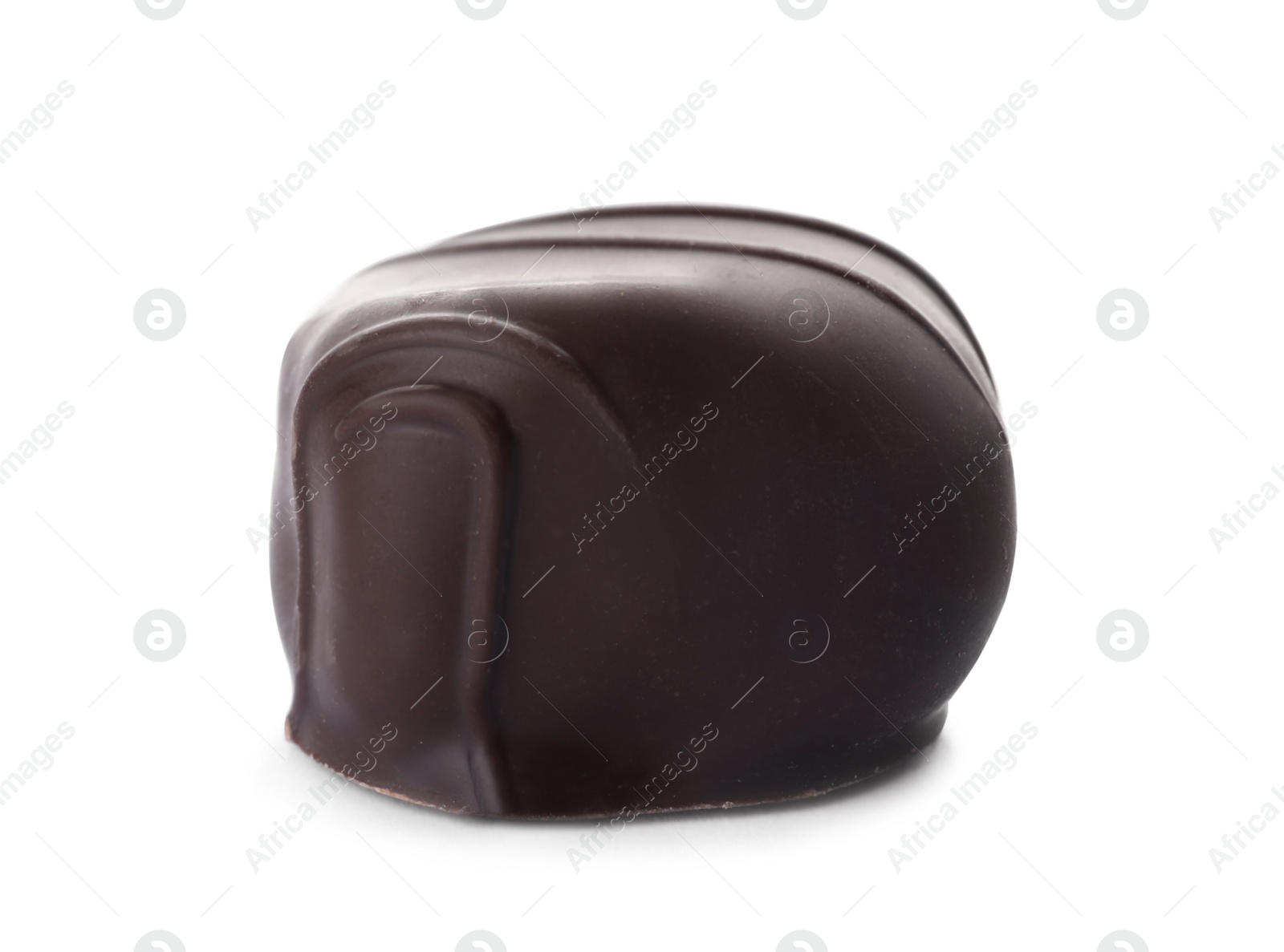 Photo of Delicious dark chocolate candy isolated on white