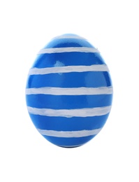 Photo of Decorated Easter egg on white background. Festive tradition