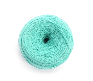 Photo of Clew of color knitting thread on white background